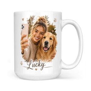 personalized mug with dog and owner (15 oz)