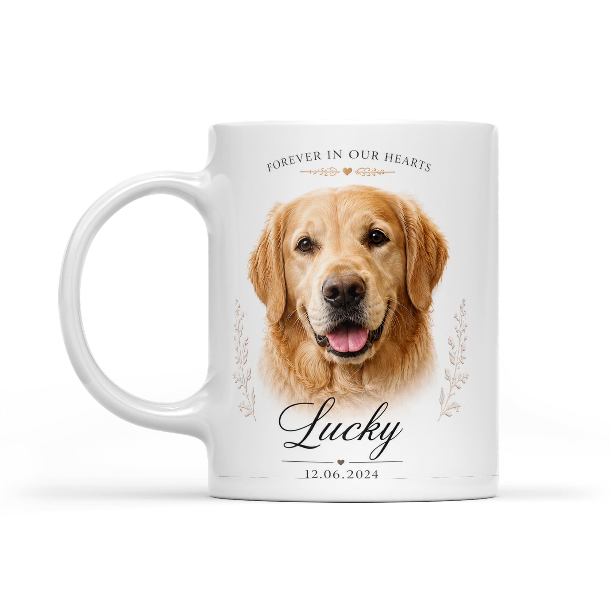 personalized forever in our hearts dog mug (11 oz)