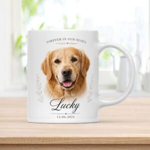 personalized forever in our hearts dog memorial mug (11 oz)