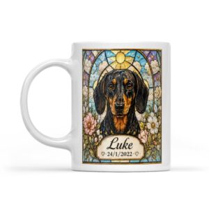 Custom stained glass dog memorial mug (11 oz)