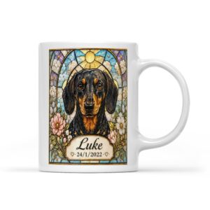 Custom stained glass dog memorial mug for pet lovers (11 oz)