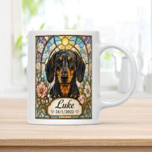 Personalized stained glass dog memorial mug (11 oz)