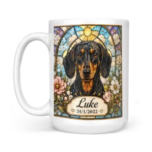 Personalized stained glass dog mug (15 oz)