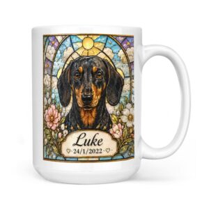 Personalized stained glass dog memorial mug (15 oz)