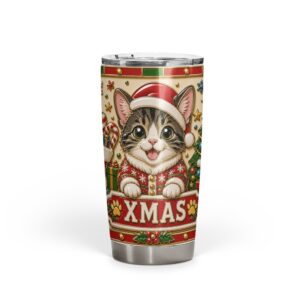 Custom Christmas cat tumbler