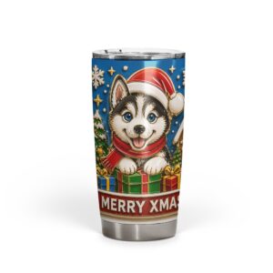 Custom Christmas dog tumbler