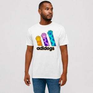 Custom adidog men t-shirt white