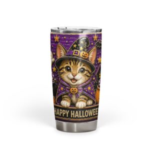 Custom 20 oz halloween cat tumbler