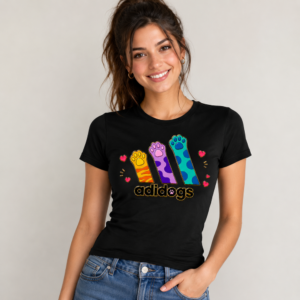 Custom adidog women t-shirt black