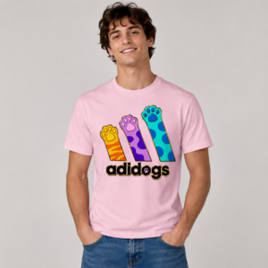 Custom adidog men t-shirt pink
