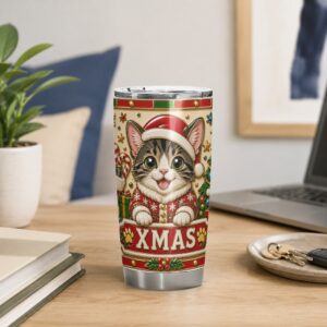 Personalized Christmas cat tumbler