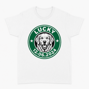 Custom coffee badge dog memorial women t-shirt (thumbnail)