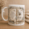 Custom book-style dog memorial mug (left view)