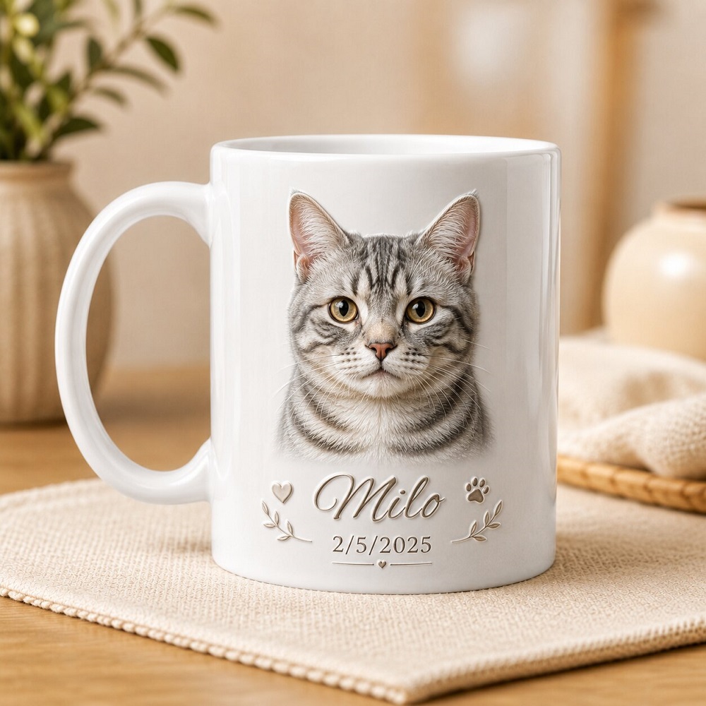 Custom cat memorial mug with photo - thumbnail