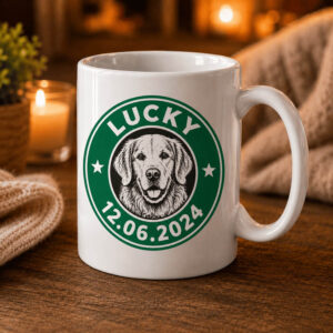 custom coffee badge dog memorial mug - thumbnail image