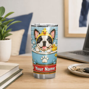 Custom dog bathtime tumbler