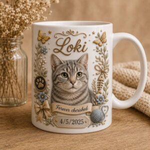 personalized forever cherished cat memorial mug (right view)